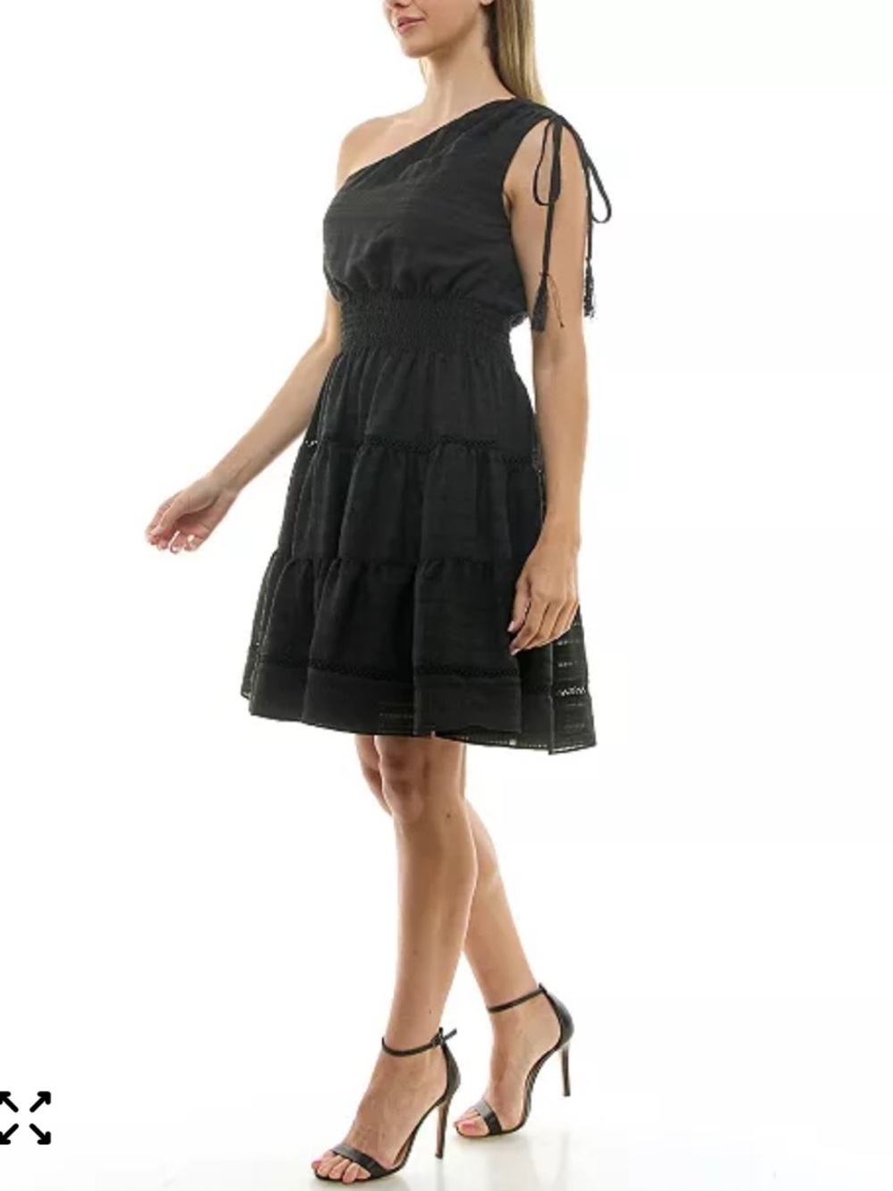 Taylor One Shoulder Tiered eyelet Dress L